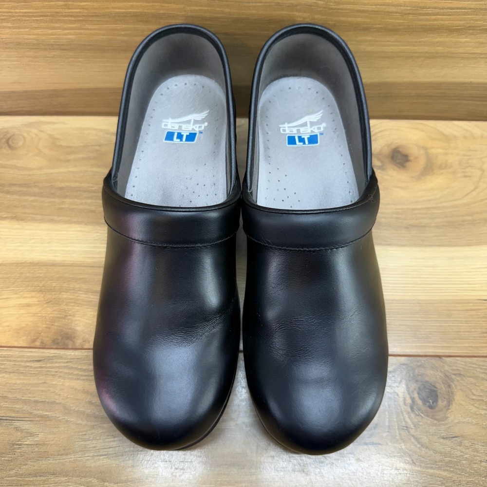 DANSKO LT Professional Clogs 9.5 10 EU 40 Black Leather Walk Nurse Comfort